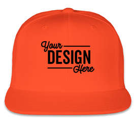 Yupoong Flat Bill Snapback Hat - Color: Orange