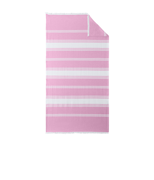 Port Authority Beach Throw Blanket in Awareness Pink / White