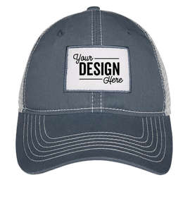 Ahead Rectangle Patch Trucker Hat - Color: Navy / White