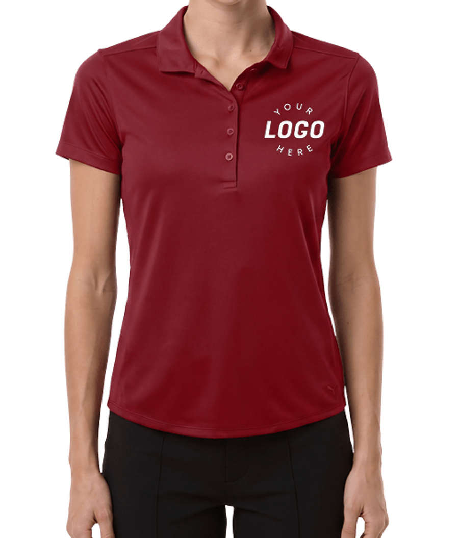 Puma Golf Women's Pure 2.0 Recycled UPF 40+ Performance Polo - Printed in Dark Crimson