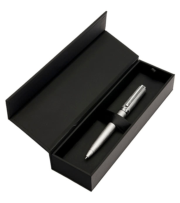 Hugo Boss Laser Engraved Gear Brushed Ballpoint Pen (blue ink)