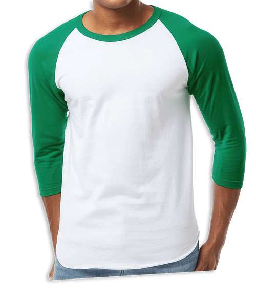 Tultex Fine Jersey Raglan T-shirt in White / Kelly
