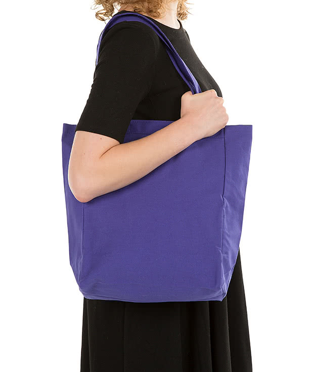 Embroidered Medium Gusseted Midweight 100% Cotton Canvas Tote Bag