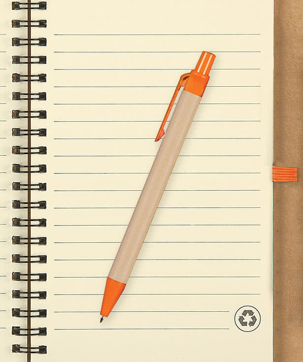 Eco-Inspired Hard Cover Spiral Notebook with Pen