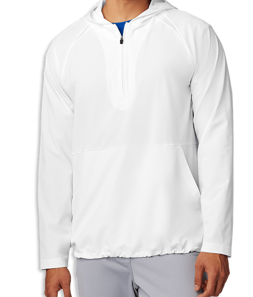 Sport-Tek Repeat Half Zip Long Sleeve Hooded Baseball Jacket in White