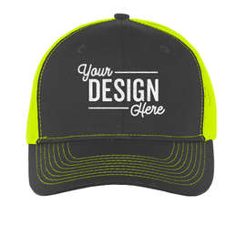 Port Authority Snapback Trucker Hat - Color: Grey Steel / Neon Yellow