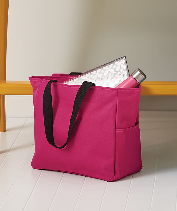 トートバッグ CITY ESSENTIAL Nylon Pocket Point Square Tote Bag S [2Color] Custom Port Authority Essential Small Poly Canvas Zippered