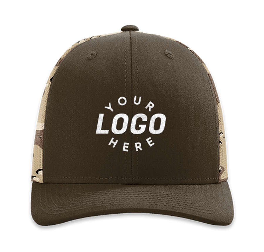 Richardson American Flag Trucker Hat in Brown / Desert Camo