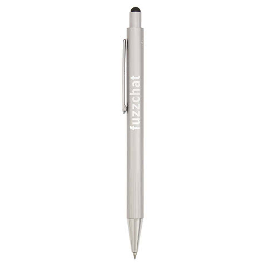 Laser Engraved Aria Recycled Gel Stylus Pen (black ink) in Black