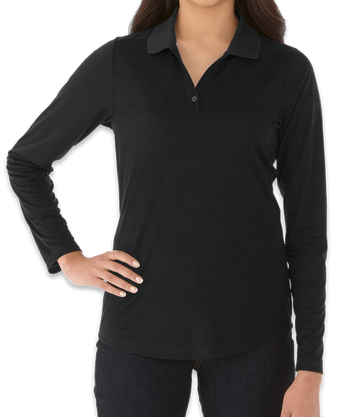 Elevate Women's Mori Snag Resistant Long Sleeve Performance Polo in Black