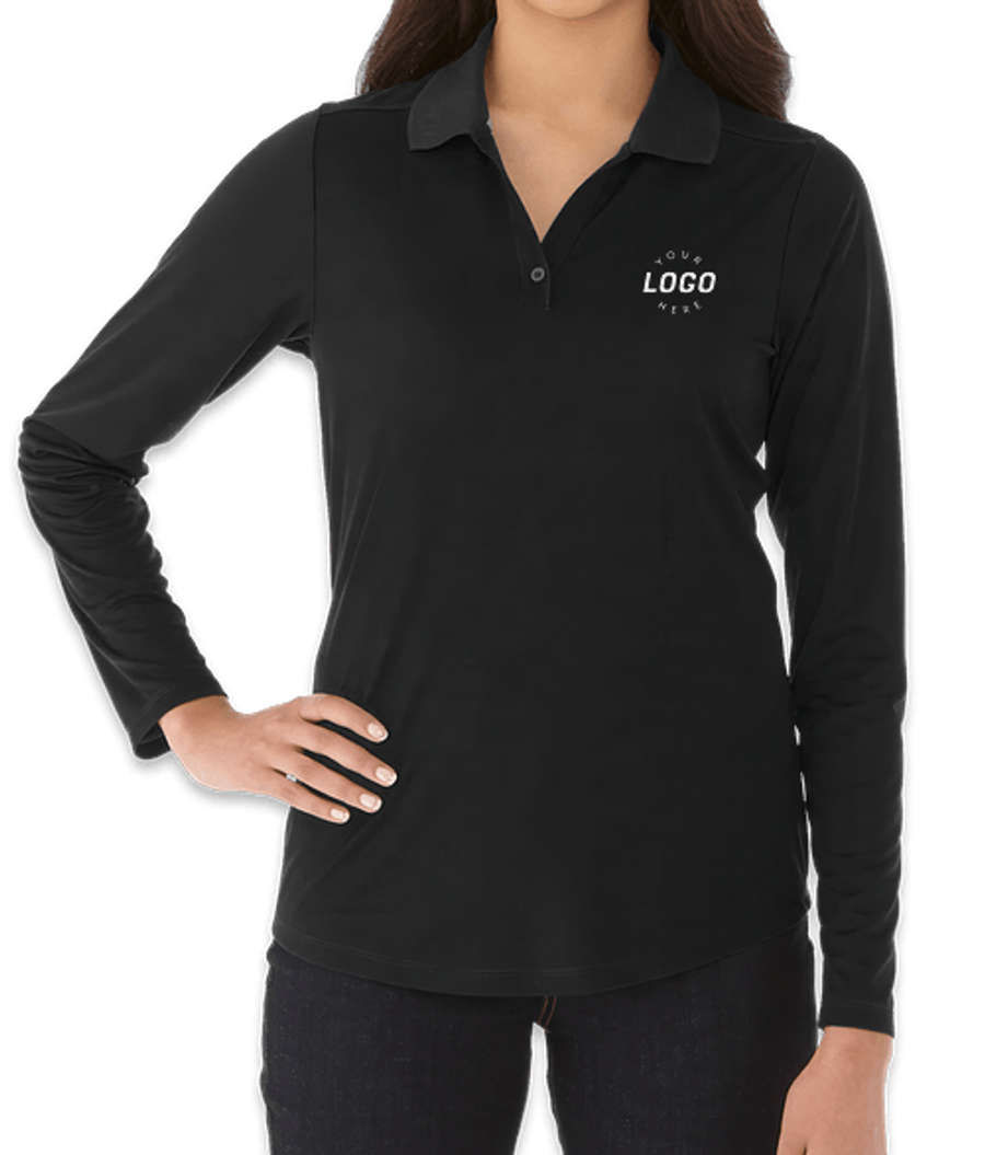 Elevate Women's Mori Snag Resistant Long Sleeve Performance Polo in Black