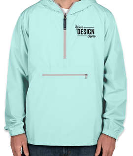 Charles River Pack-N-Go Hooded Packable Anorak - Embroidered - Color: Aqua
