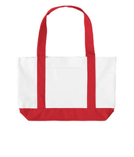 Medium Poly Boat Tote Bag - Color: White / Red