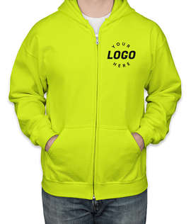 Gildan Midweight Zip Hoodie - Embroidered - Color: Safety Green