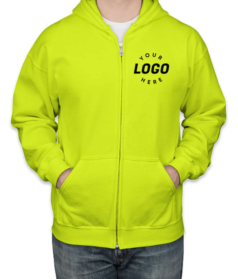 Gildan Midweight 50/50 Zip Hoodie in Safety Green