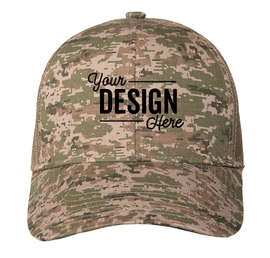 Port Authority Digital Camo Snapback Trucker Hat - Color: Olive Drab Green Digi/ Coyote Brown