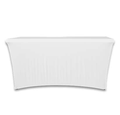 Full Color 6' Stretch Tablecloth - White