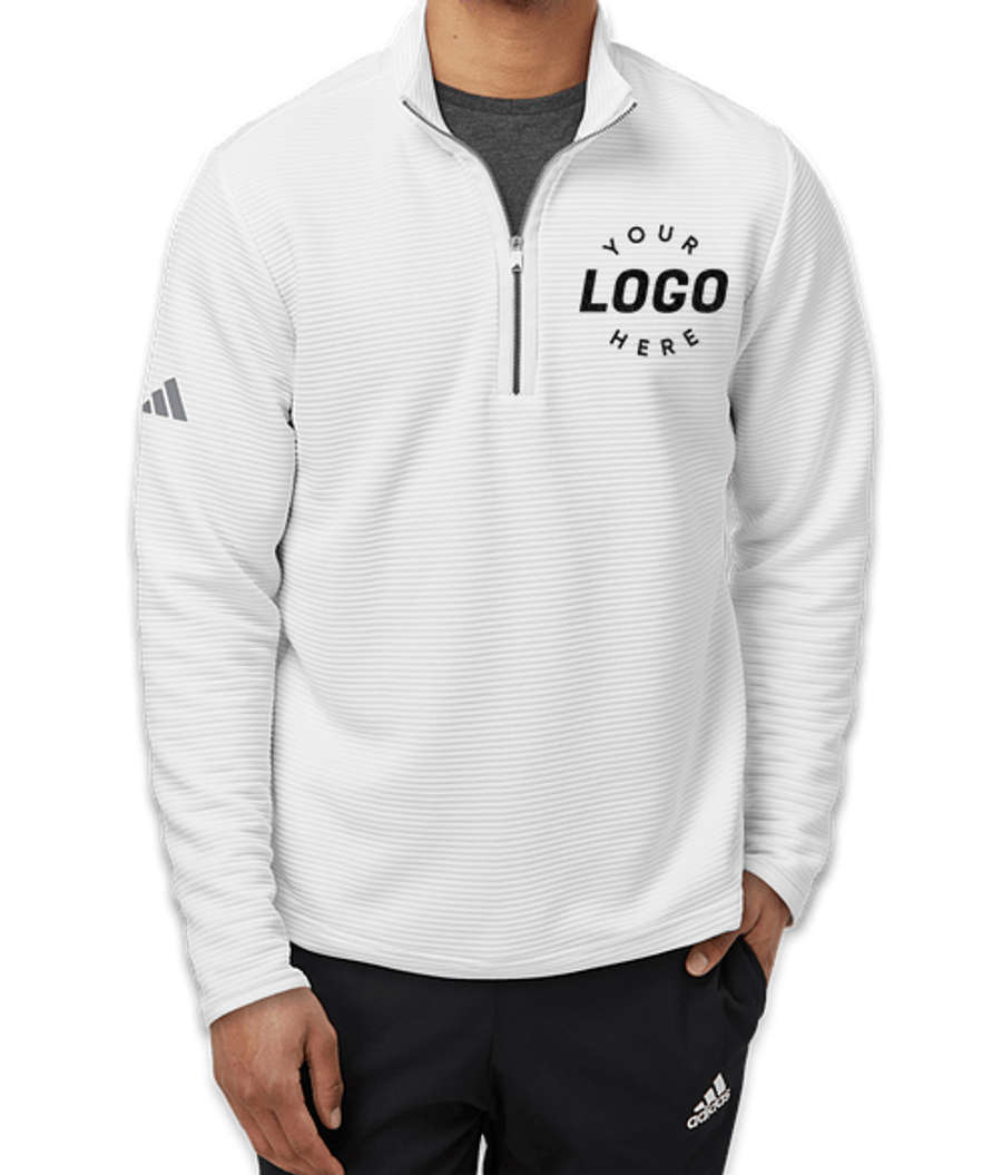 Adidas Spacer Recycled Quarter Zip Sweatshirt in Core White
