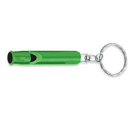 Laser Engraved Safety Whistle Keychain - Color: Green