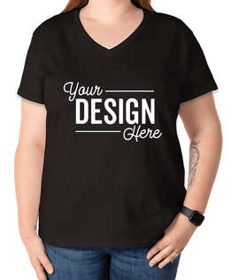 Gildan Women's 100% Cotton V-Neck T-shirt - Color: Black