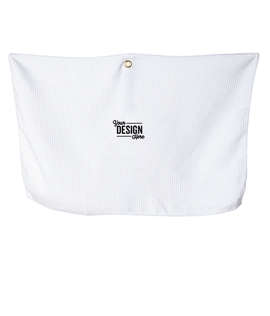 Grommeted Waffle Microfiber Golf Towel - Color: White