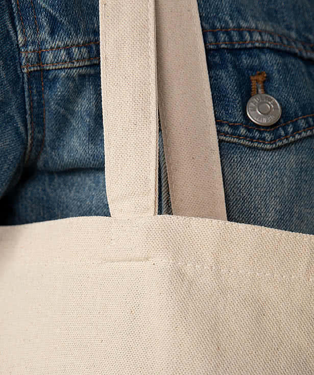 Medium Self-Fabric Handles Gusseted Canvas Tote Bag