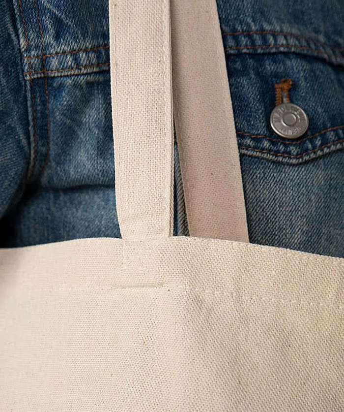 Medium Self-Fabric Handles Gusseted Canvas Tote Bag