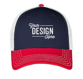 Otto Cap Low Profile Two-Tone Trucker Hat - Color: Red / Navy / White