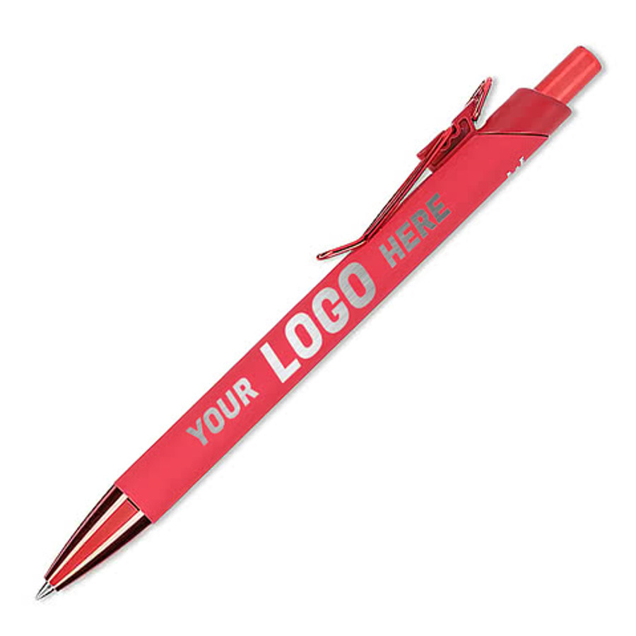 Laser Engraved Recycled Aluminum Soft Touch Gel Pen (black ink) in Blue