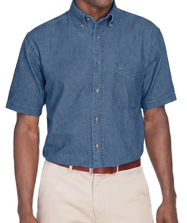 Harriton Denim Short Sleeve Button Down Shirt