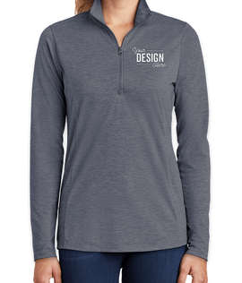 Sport-Tek Women's Tri-Blend Quarter Zip Performance Shirt - Color: True Navy Heather