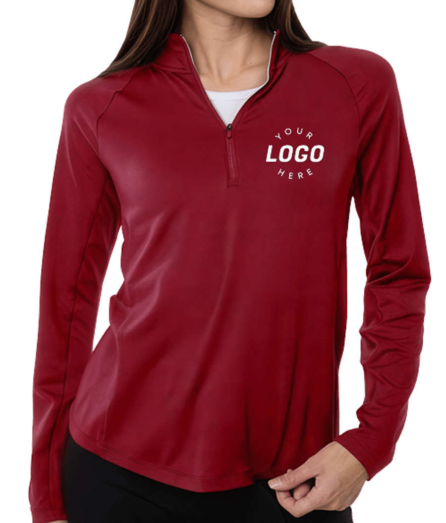 Puma Golf Women's Pure 2.0 Recycled Quarter Zip Performance Shirt in Dark Crimson