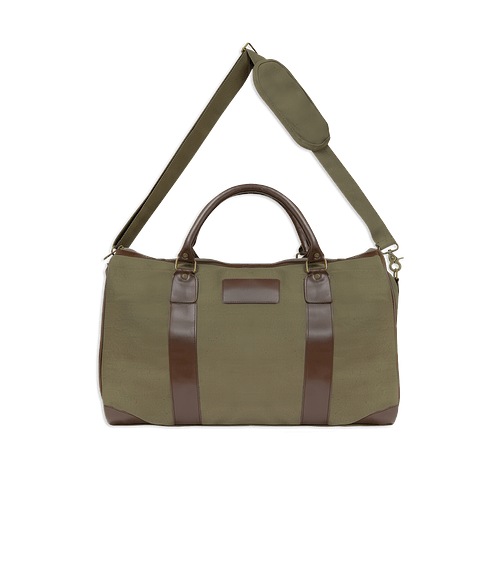 Debossed Safari Weekender Duffel Bag in Olive Brown