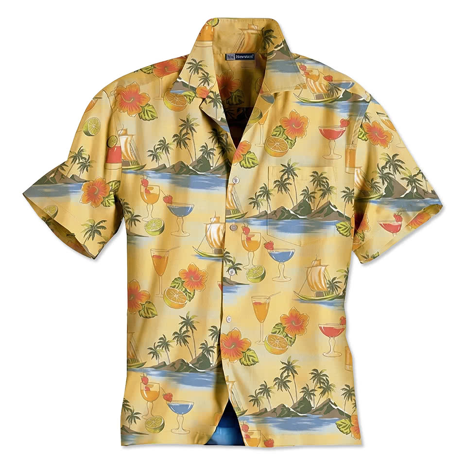 Blue Generation Cocktail Print Short Sleeve Camp Shirt