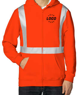 Bayside USA-Made Hi-Vis Zip Hoodie - Color: Orange