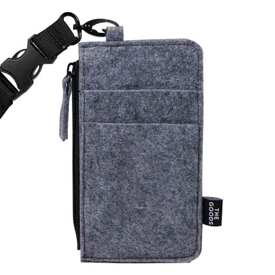 The Goods Recycled Felt Lanyard Wallet in Charcoal