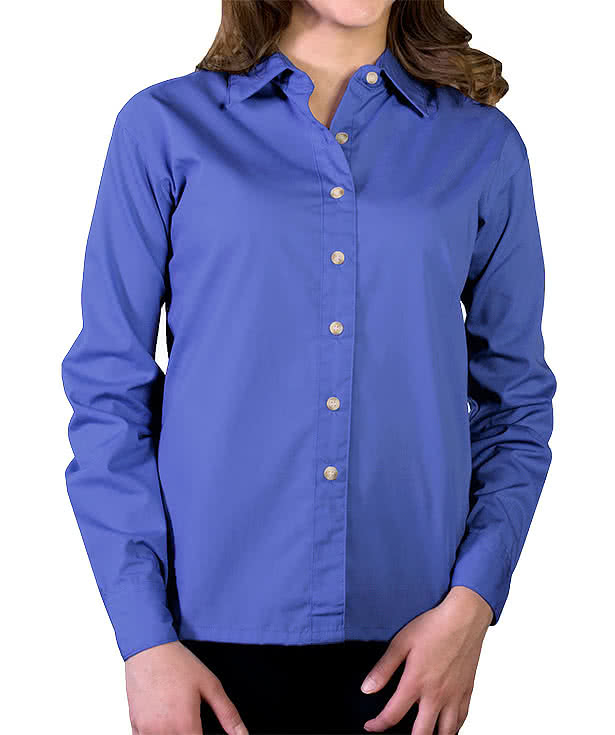 Blue Generation Women's Superblend Poplin Long Sleeve Dress Shirt - Embroidered