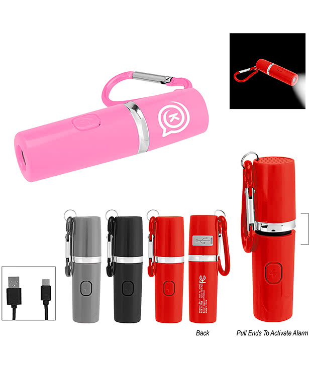 Rechargeable Portable Alarm And Flashlight Carabiner Keychain