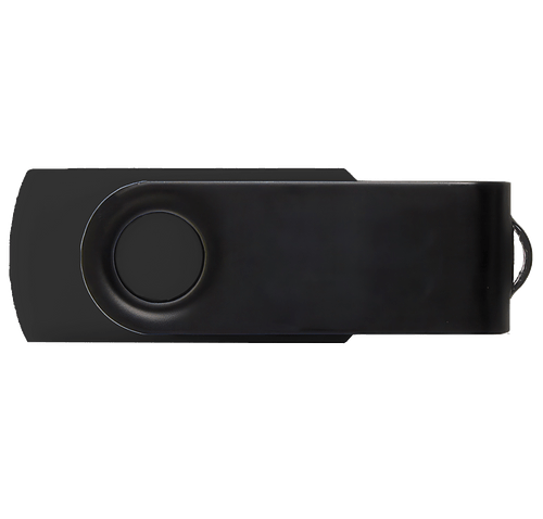 Full Color Black Matte Swivel USB Flash Drive 8GB in Black