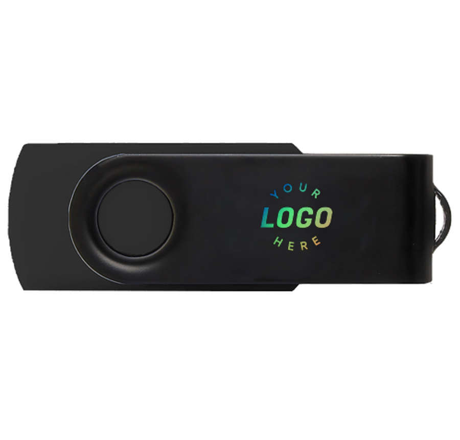 Full Color Black Matte Swivel USB Flash Drive 8GB in Black