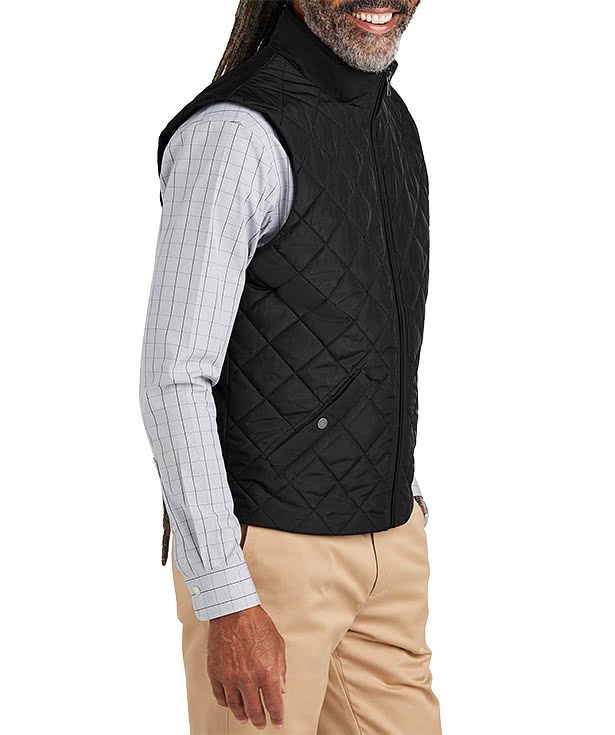 Brooks Brothers Quilted Soft Shell Vest - Faux Leather Patch