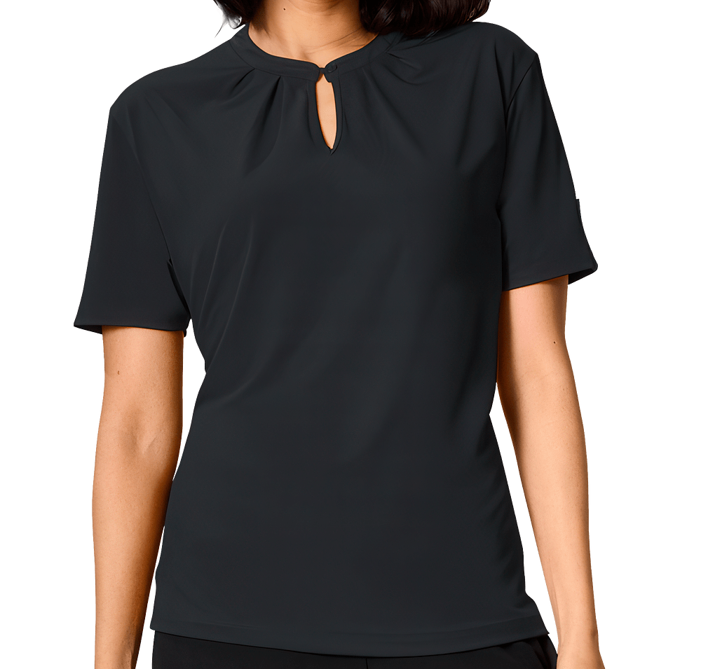 Blue Generation Women’s Matte Jersey Keyhole Blouse-default