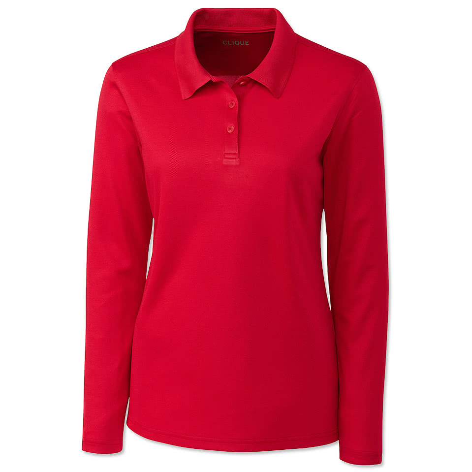 Clique by Cutter & Buck Women's Spin Eco Long Sleeve Performance Pique Polo
