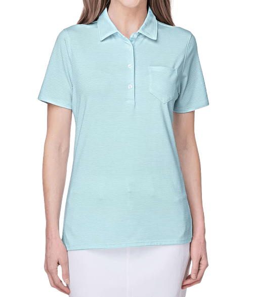Vineyard Vines Women's Fanshell  UPF 50+ Performance Polo in Crystal Blue