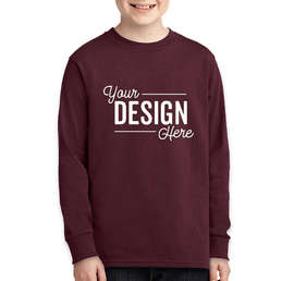 Port & Company Youth Core Cotton Long Sleeve T-shirt - Color: Athletic Maroon