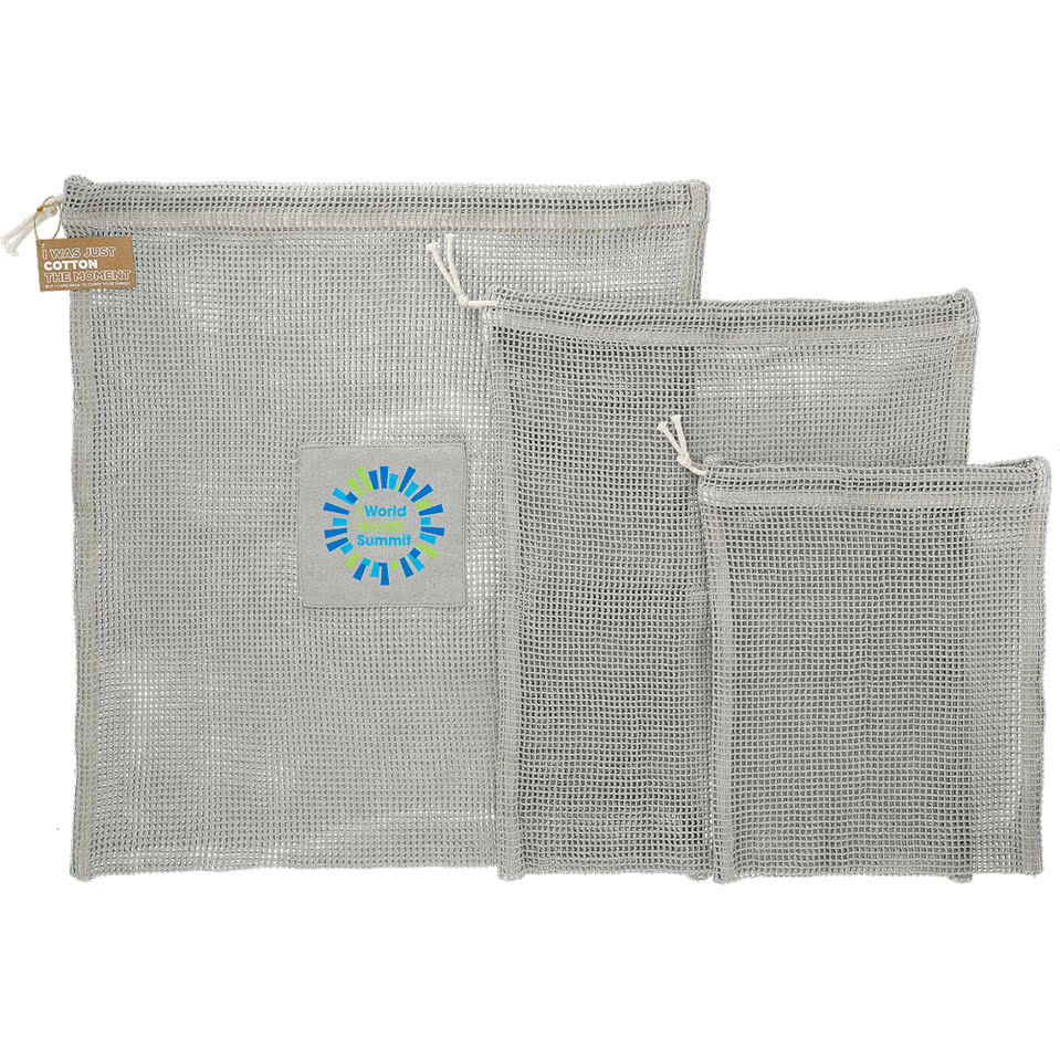 Recycled Cotton Mesh Cinch Pouch Set