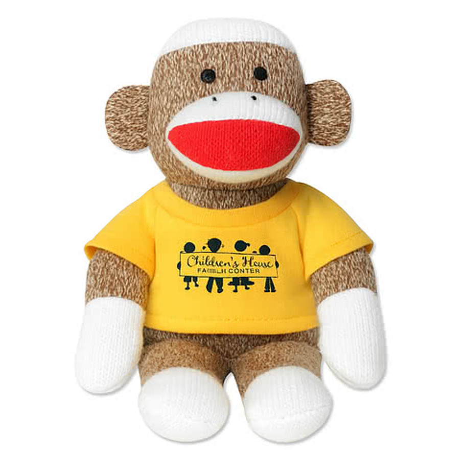 Full Color 11.5" Sock Monkey Plush Animal in White