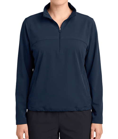 Sport-Tek Women's Repeat Quarter Zip Performance Shirt in True Navy