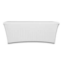 Full Color 8' Ultrafit Curve Open-Back Stretch Tablecloth - Color: White