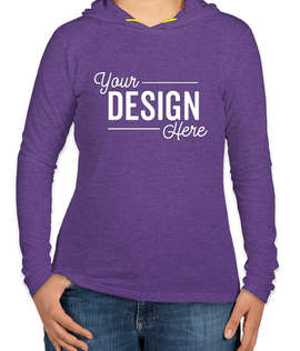 Anvil Women's Hooded Long Sleeve T-shirt - Color: Heather Purple